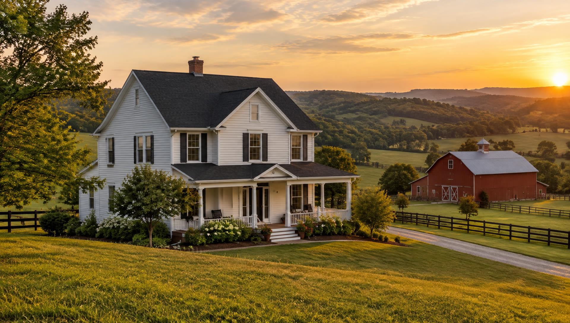 Southern Ohio farmhouse with a dark shingle roof